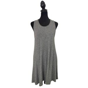 Madewell Striped Tank Dress Womens M Gray Black Swing Minimalist‎ Casual
